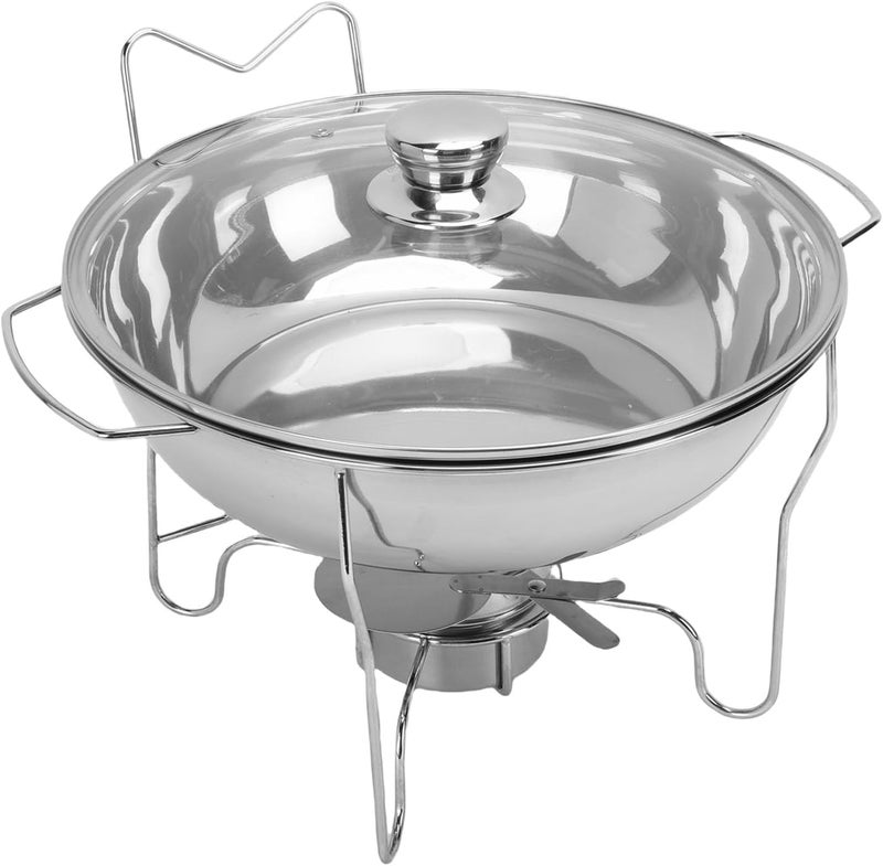 Asixxsix Chafing Dishes for Buffet, Stainless Steel Buffet Food Warmer with Glass Lid and Drip Trays, Round Chafing Dish with for Catering Parties Weddings Events (6L) - Image 3
