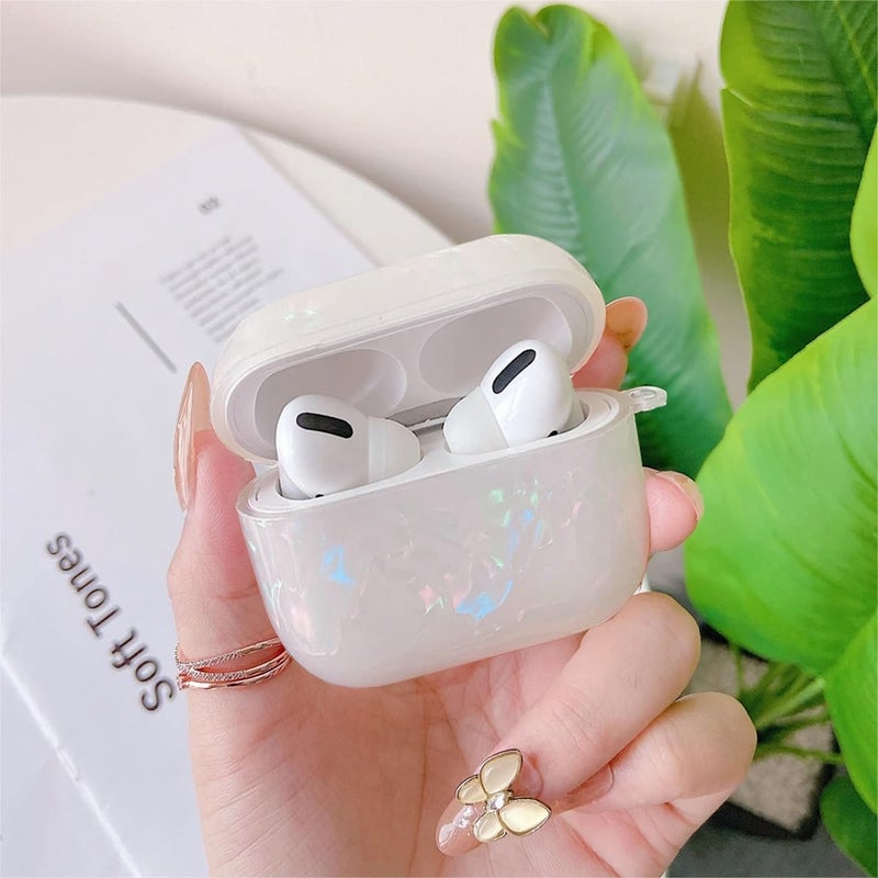 Olytop for Cute Glitter Airpods 3rd Generation Case with Cleaner Pen, Shell Pattern Apple Airpods iPod 3rd Gen Case Cover Protective Skin Girl Women with Luxury Pearl Keychain - Colorful - Image 2