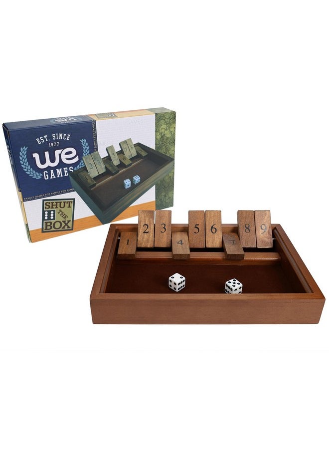 WE Games WE Games Shut the Box Game Wooden - 9 Number Flip Tiles with Dark Stained Wooden Box, Board Game for Game Night, Math Games, Clackers, Family Games, Adult Dice Games, Board Games for Adults, 11 inches  - Image 5