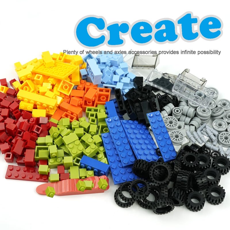 Pamvava Classic Bricks Wheels and Axles Sets, Over 400pcs Car Parts and Pieces Tires, Educational Building Kits Toys - Image 3