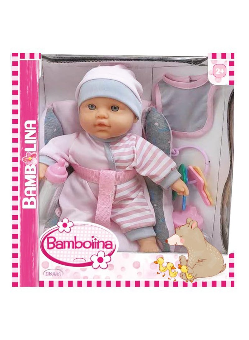 بامبولينا دمية طفل 26 سم مع مقعد سيارة وملحقات - مناسبة للأطفال من عمر سنتين فما فوق - Image 2