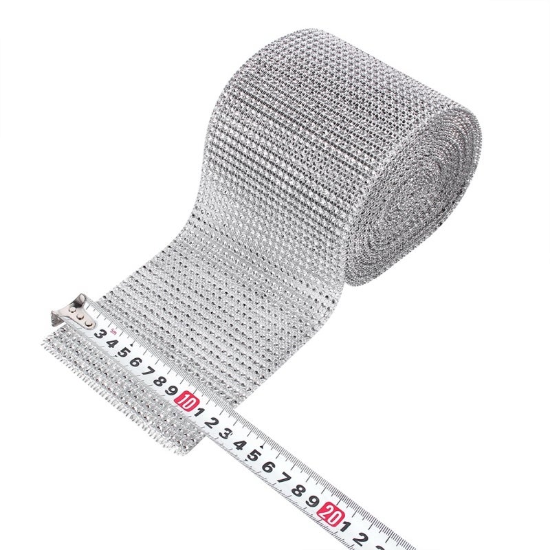 Diamond Mesh Ribbon 4.75Inch Wide 10 Yard Long 24 Rows Of Simulated Diamonds - Trimmable To Any Size Sparkly Wedding Ribbon For Wedding Party Birthday Party Diy Craft Gift Wrapping Cake Decorating - Image 4