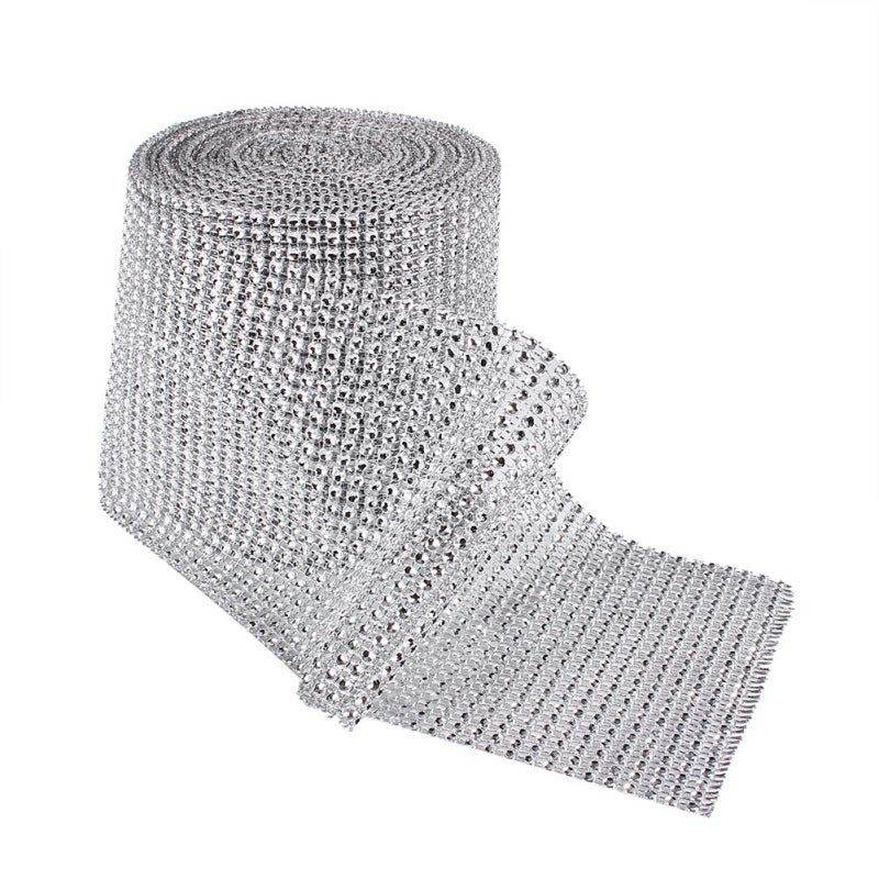 Diamond Mesh Ribbon 4.75Inch Wide 10 Yard Long 24 Rows Of Simulated Diamonds - Trimmable To Any Size Sparkly Wedding Ribbon For Wedding Party Birthday Party Diy Craft Gift Wrapping Cake Decorating - Image 3