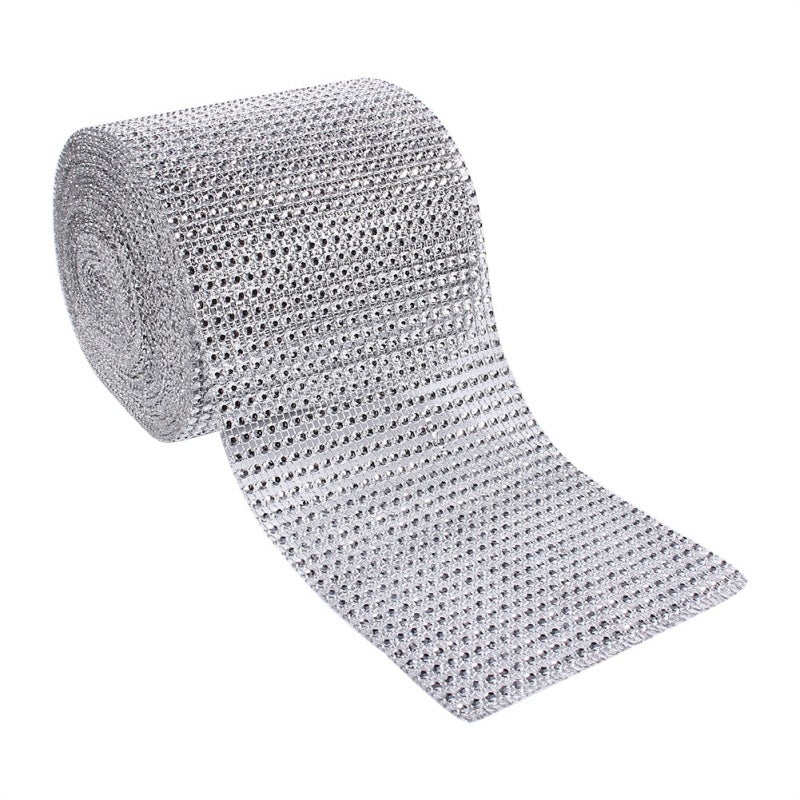 Diamond Mesh Ribbon 4.75Inch Wide 10 Yard Long 24 Rows Of Simulated Diamonds - Trimmable To Any Size Sparkly Wedding Ribbon For Wedding Party Birthday Party Diy Craft Gift Wrapping Cake Decorating - Image 1