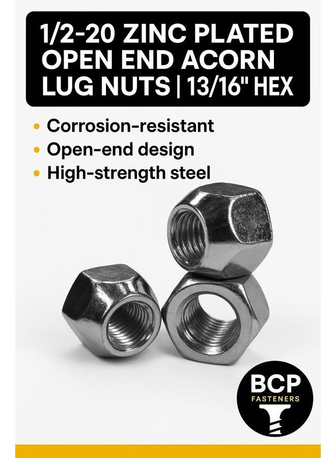 BCP Fasteners Twenty (20) 1/2-20 Zinc Plated Open End Acorn Lug Nuts | 13/16" Hex (BCP971) - Image 3