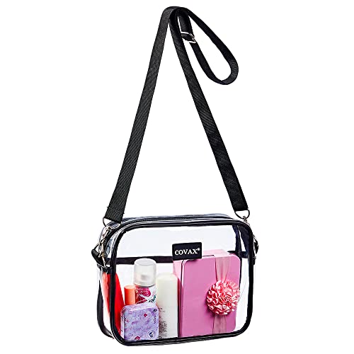 COVAX Clear Crossbody Bag, Stadium Approved Clear Shoulder Messenger Bag for Work, Concerts, Sports Events - Image 1