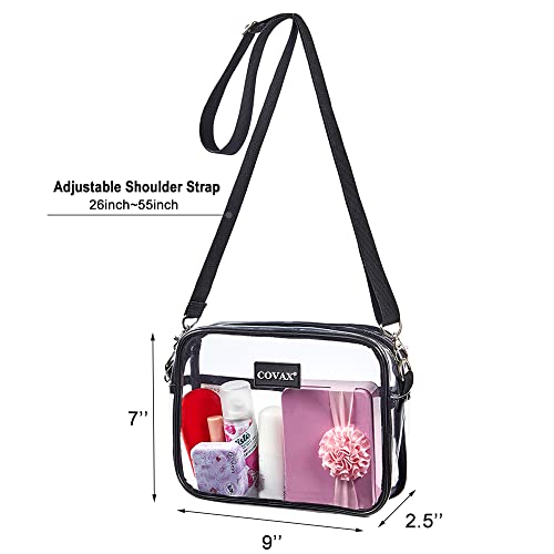 COVAX Clear Crossbody Bag, Stadium Approved Clear Shoulder Messenger Bag for Work, Concerts, Sports Events - Image 3