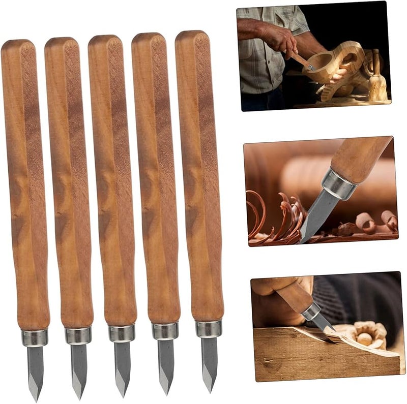 5pcs Wood Carving Tool Handles for Woodworking and Scribing Blades for Craftsmen and Beginners - Image 5