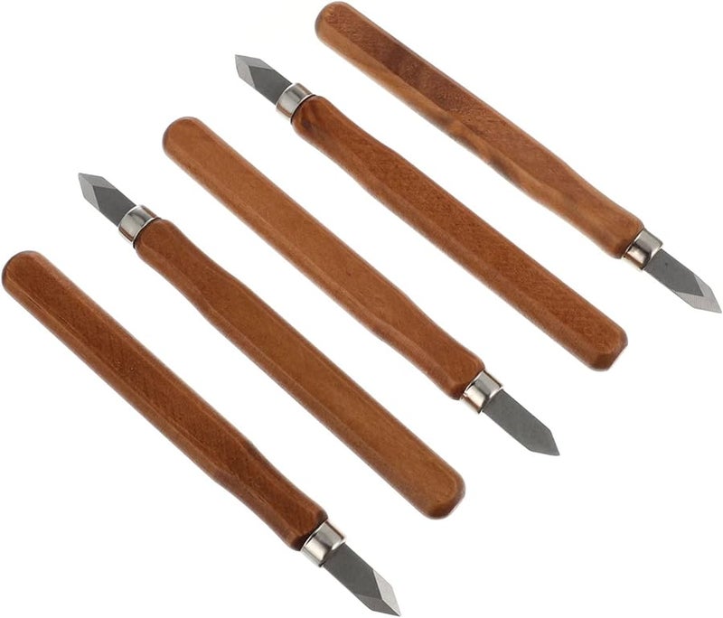 5pcs Wood Carving Tool Handles for Woodworking and Scribing Blades for Craftsmen and Beginners - Image 1