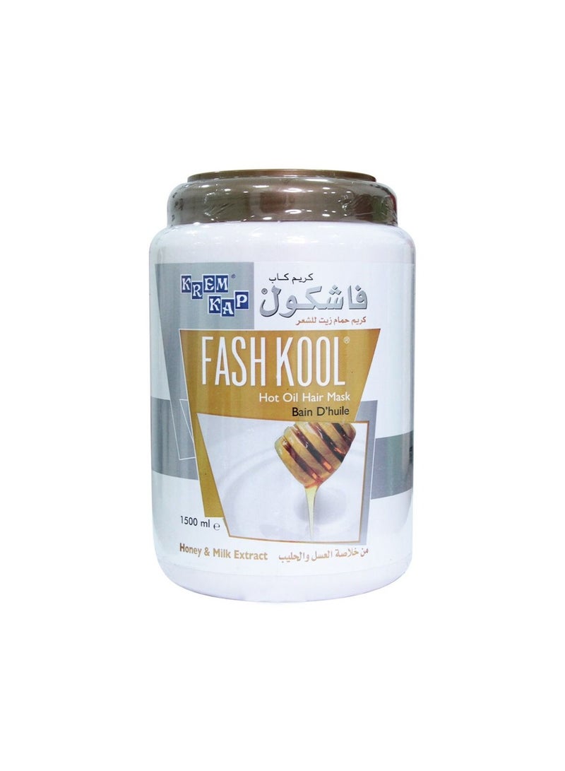 FASH KOOL قناع الشعر بالزيت الساخن وخلاصة العسل 1500 مل - Image 1