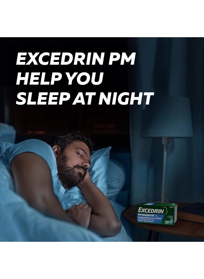 EXCEDRIN حبوب مساعدة النوم مع تخفيف الصداع لصداع الليل والأرق - 100 حبة - Image 3