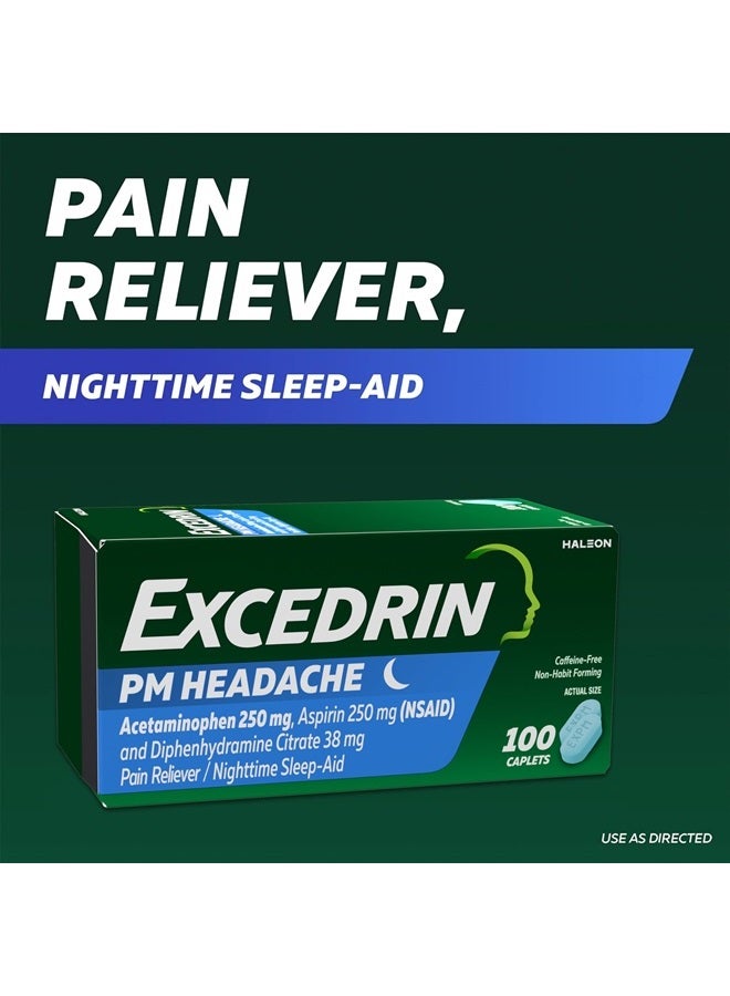 EXCEDRIN حبوب مساعدة النوم مع تخفيف الصداع لصداع الليل والأرق - 100 حبة - Image 2