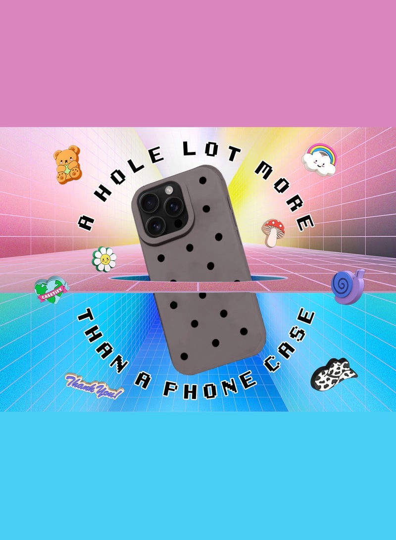 دبليو تيك ابل ايفون 16 برو ماكس 2024 لطيف الكرتون سيليكون النعال ثقوب الصدمات غطاء جراب الهاتف DIY - بني - Image 2