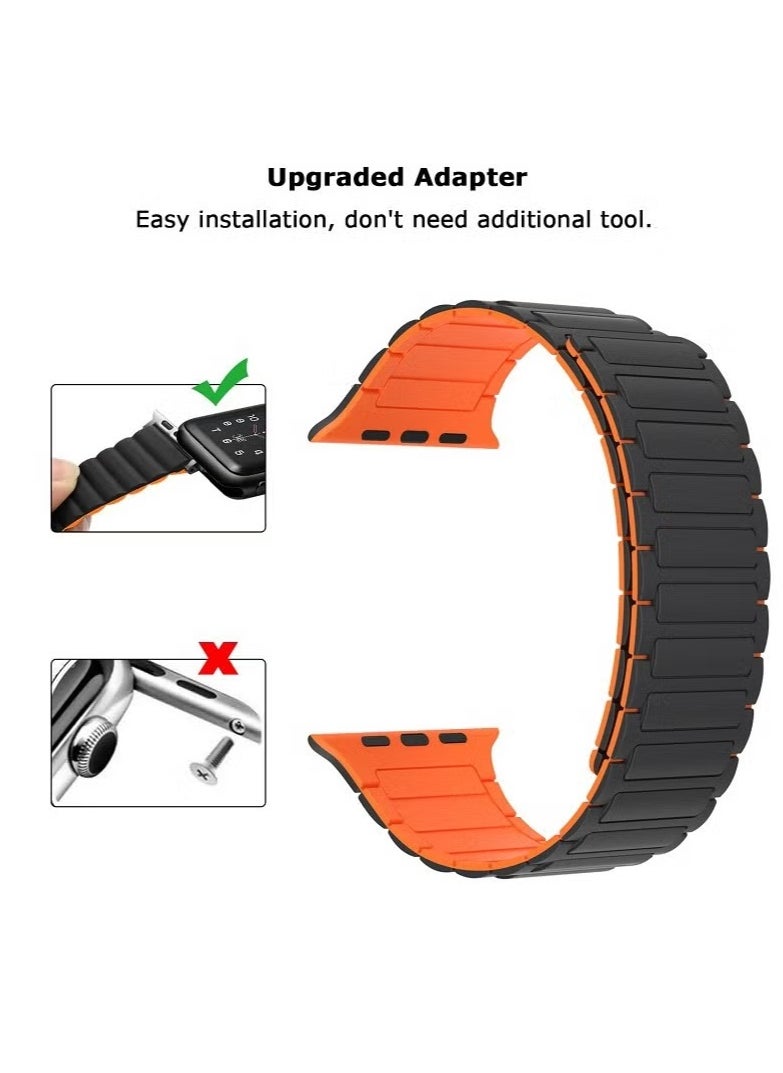 Magnetic Silicone Band for Apple Watch Ultra Ultra2/ 9 8 7 6 5 4 3 2 1 SE,Soft Silicone Waterproof Strap Wristbands Compatible with iWatch Apple Watch Series Ultra 49mm 45mm 44mm 42mm Women Men