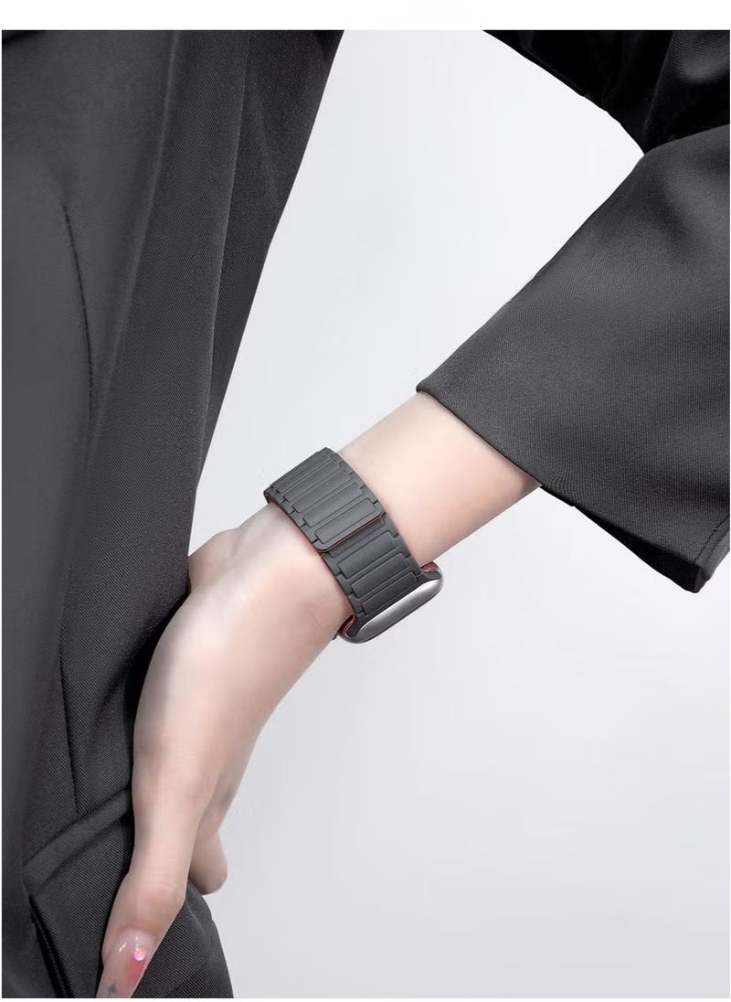 Magnetic Silicone Band for Apple Watch Ultra Ultra2/ 9 8 7 6 5 4 3 2 1 SE,Soft Silicone Waterproof Strap Wristbands Compatible with iWatch Apple Watch Series Ultra 49mm 45mm 44mm 42mm Women Men
