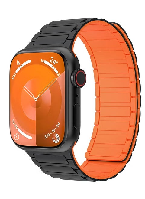 Magnetic Silicone Band for Apple Watch Ultra Ultra2/ 9 8 7 6 5 4 3 2 1 SE,Soft Silicone Waterproof Strap Wristbands Compatible with iWatch Apple Watch Series Ultra 49mm 45mm 44mm 42mm Women Men