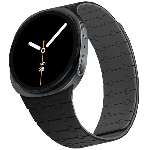 ZZDZZ Magnetic Band Compatible with Samsung Galaxy Watch 8 Band 40mm 44mm/Galaxy Watch 8 Classic 46mm(2025), Silicone Sport Strap for Women Men, Black/Gray - Image 1