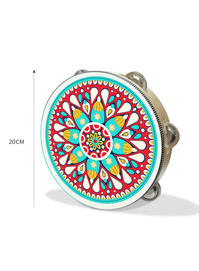 Early Education Recommend Dance Wooden Performance Tambourine Dunhuang Drum Orff Percussion Children's Hand Drum Tambourine-Color:Mandala Flower Drum (red And Yellow Style 20CM) - Image 5