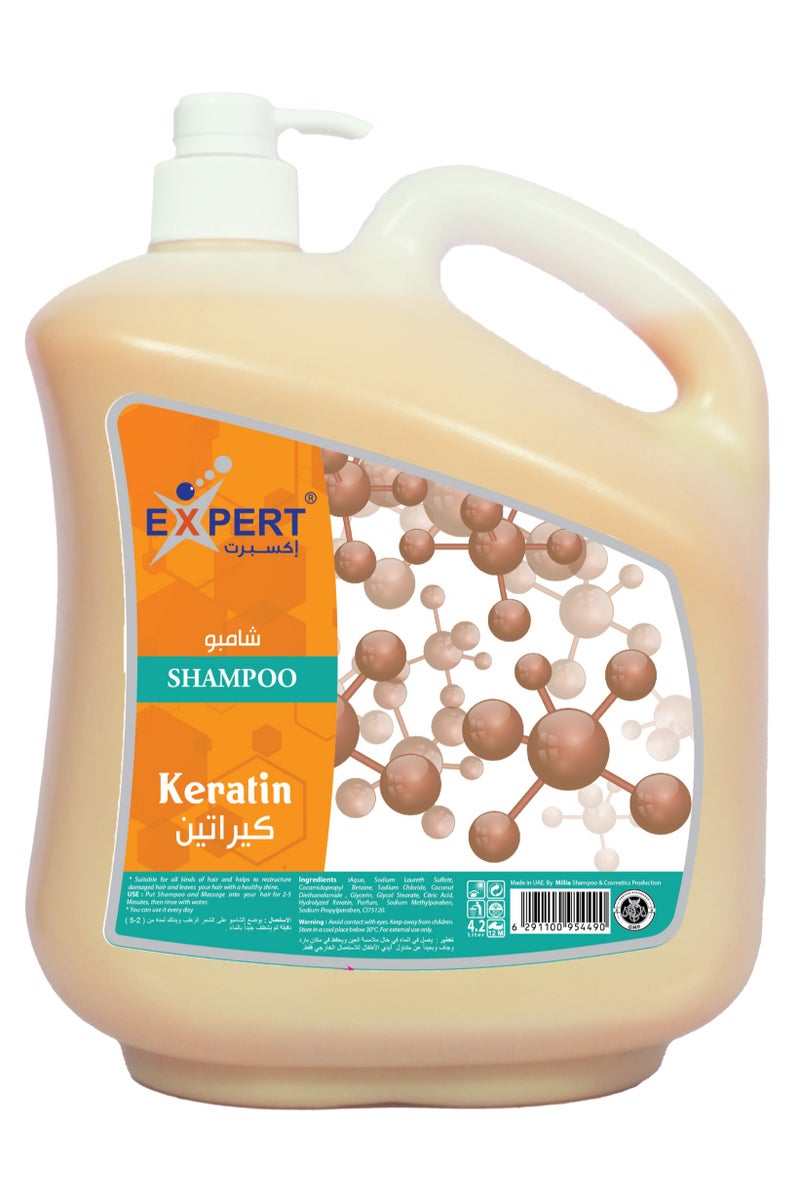 Expert Keratin Shampoo – Strengthens and Repairs Damaged Hair – 4.2L – For All Hair Types