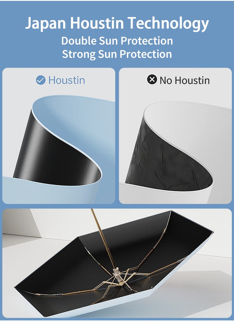 Travel Mini Foldable Umbrella for Purse With Case Small Compact UV Sun Protection Sun Lightweight Tiny Pocket Umbrella Quick Storage for Women Kids and Men