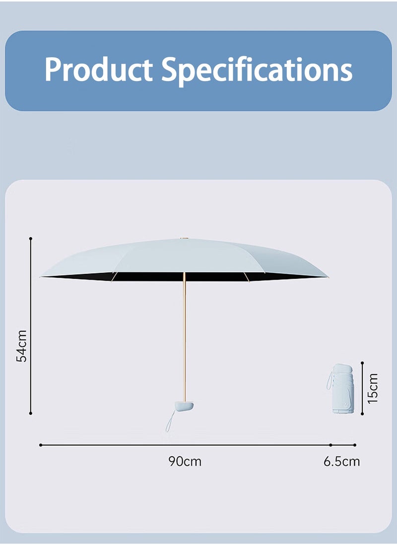 Travel Mini Foldable Umbrella for Purse With Case Small Compact UV Sun Protection Sun Lightweight Tiny Pocket Umbrella Quick Storage for Women Kids and Men