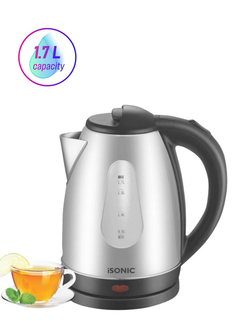 iSONIC غلاية شاي كهربائية لاسلكية ISONIC IK 508 / غلاية كهربائية صغيرة للسفر 1.7 لتر 1500 وات IK 508B أسود/فضي - Image 2