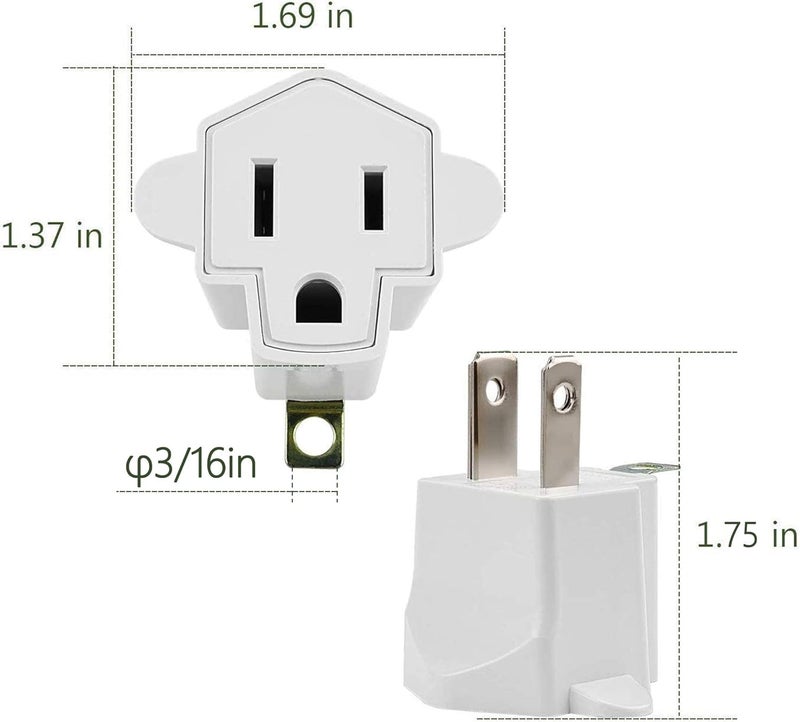 JACKYLED 3 Prong to 2 Prong Polarized Grounding Adapter Wall Outlet Converter, 3-Prong Adapter Converter Fireproof Material 392℉ Resistant Heavy Duty for Household, Electrical, Indoor Use Only, 6 Pack - Image 4