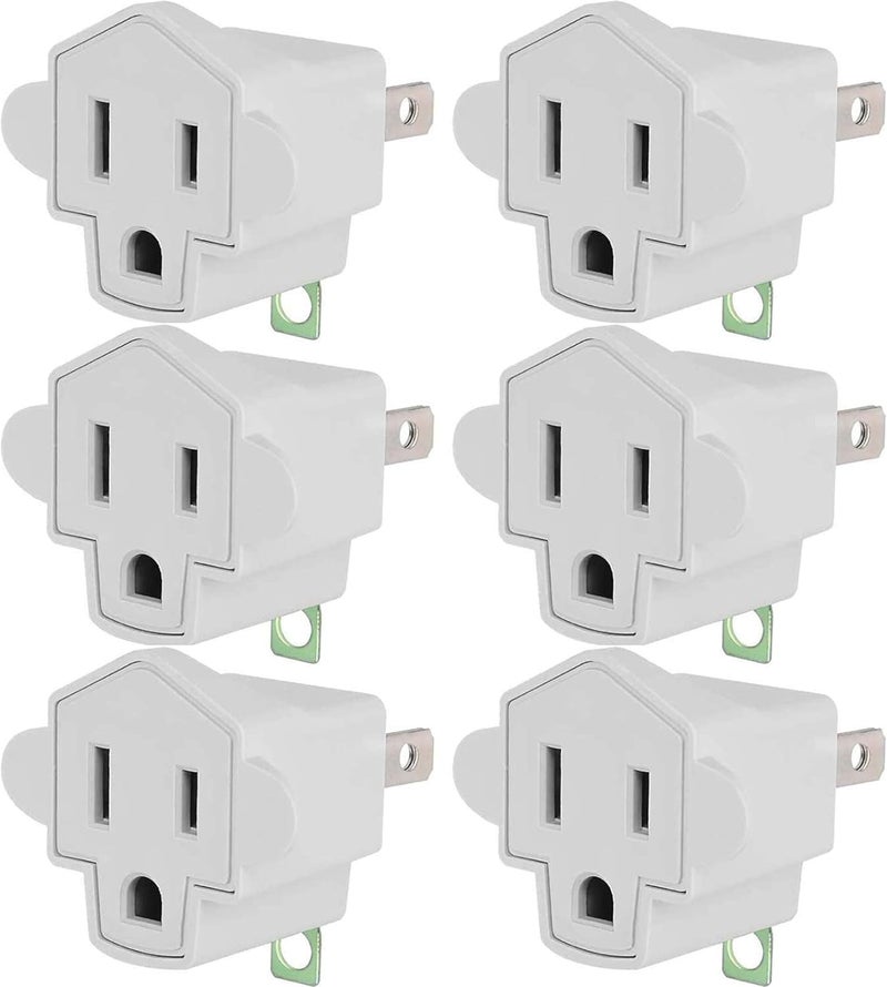JACKYLED 3 Prong to 2 Prong Polarized Grounding Adapter Wall Outlet Converter, 3-Prong Adapter Converter Fireproof Material 392℉ Resistant Heavy Duty for Household, Electrical, Indoor Use Only, 6 Pack - Image 1