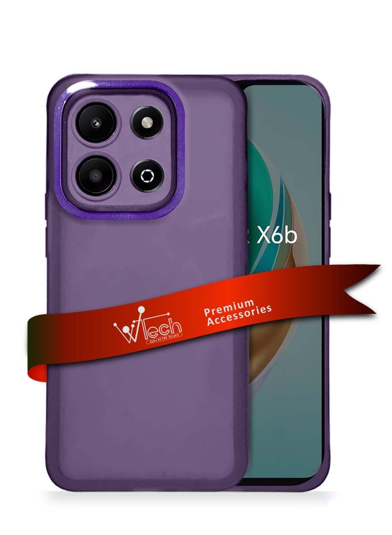 Wtech Honor X6b 4G 2024 Soft Transparent TPU Silicone Ultra Thin Phone Stylish Electroplated Camera Border Back Case Cover Eggplant Purple - Image 1