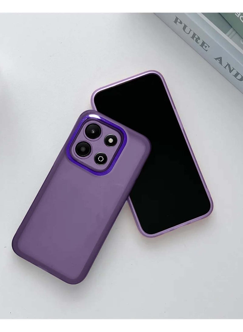 Wtech Honor X6b 4G 2024 Soft Transparent TPU Silicone Ultra Thin Phone Stylish Electroplated Camera Border Back Case Cover Eggplant Purple - Image 2
