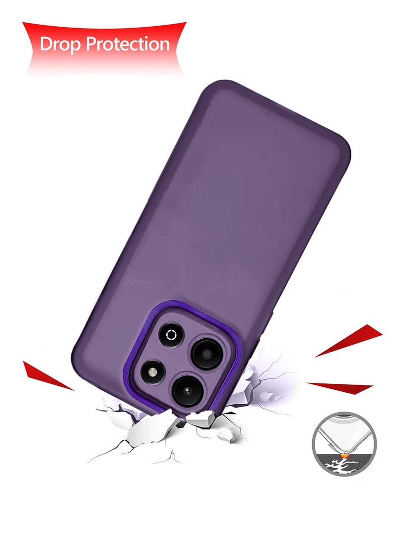 Wtech Honor X6b 4G 2024 Soft Transparent TPU Silicone Ultra Thin Phone Stylish Electroplated Camera Border Back Case Cover Eggplant Purple - Image 3