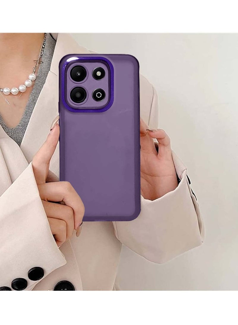 Wtech Honor X6b 4G 2024 Soft Transparent TPU Silicone Ultra Thin Phone Stylish Electroplated Camera Border Back Case Cover Eggplant Purple - Image 4