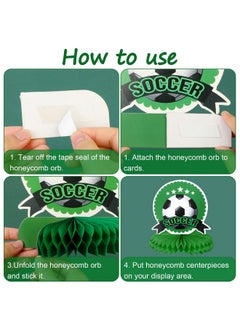 HOWAF 9 Pieces Soccer Honeycomb Centerpiece Soccer Themed Happy Birthday Party Table Centerpieces Decoration Soccer Ball Table Decoration Soccer Party Centerpieces For Boys Kids Birthday Decor Supplies  - Image 4