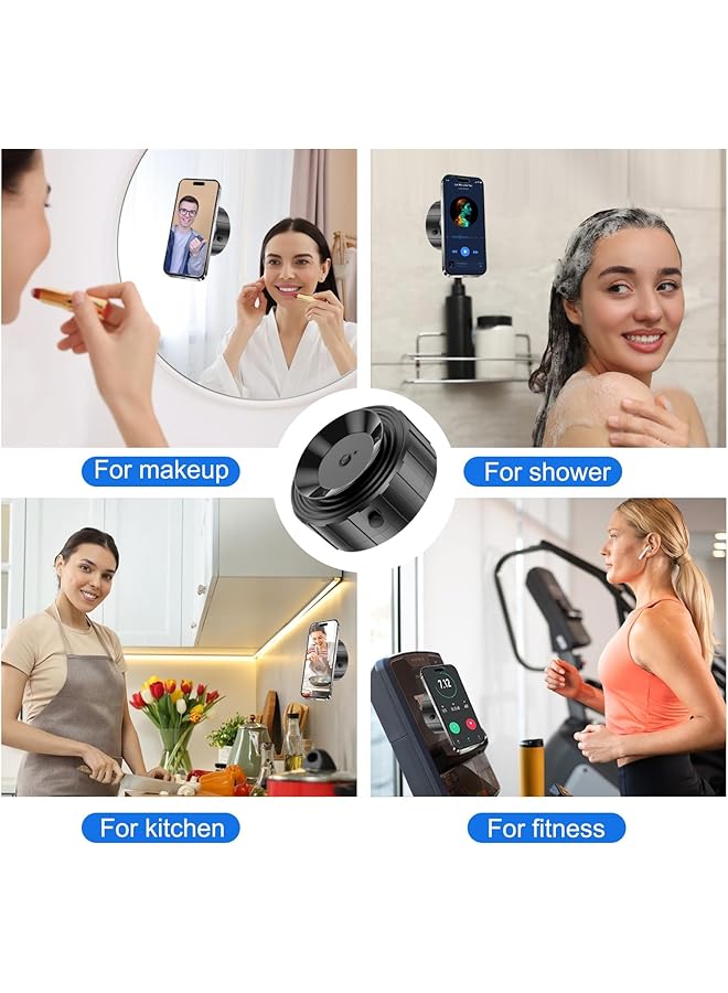 KASTWAVE Magnetic Car Phone Holder Mount, Suction Cup For Car/Mirror/Gym/Kitchen Smooth Surface, Compatible With Iphone & Android (Black) - Image 3
