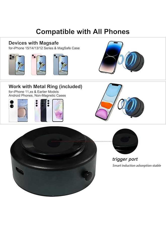 KASTWAVE Magnetic Car Phone Holder Mount, Suction Cup For Car/Mirror/Gym/Kitchen Smooth Surface, Compatible With Iphone & Android (Black) - Image 4