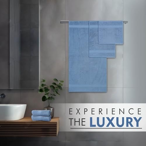 Ambra Linens 500 GSM Highly Absorbent Towels Set 100% Cotton Soft and Plush All Seasons Use Large Everyday Use Durable Face, Bath and Hand Towels (6 Pieces Towel Set, Sky Blue) - Image 3