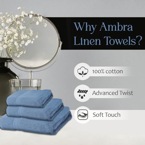 Ambra Linens 500 GSM Highly Absorbent Towels Set 100% Cotton Soft and Plush All Seasons Use Large Everyday Use Durable Face, Bath and Hand Towels (6 Pieces Towel Set, Sky Blue) - Image 5