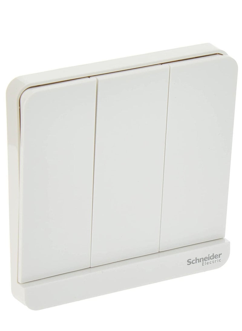 Schneider Electric Avataron White - 2-Way Plate Switch 3 Gang - 16Ax - White