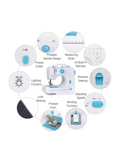 Sewing Machine Portable mini Electric Sewing Machine for beginners 12 Built-in Stitches 2 Speed with Foot Pedal，Light, Storage Drawer-Blue - pzsku/ZD3F09D4F1255F550DD5DZ/45/_/1728545357/281f2286-6c40-4201-8619-cf6bec7b1dae