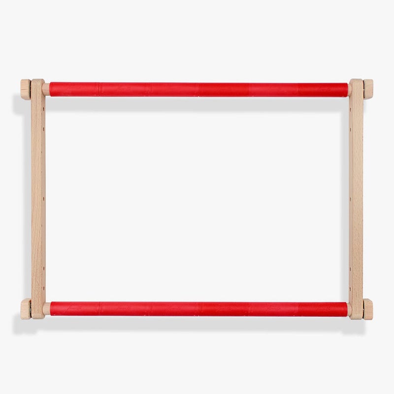 Luca-S SRL Needlework Frame, Embroidery Frame with Clips, Cross Stitch Tapestry Stitching (20 x 24 cm), Beige/Red - Image 1