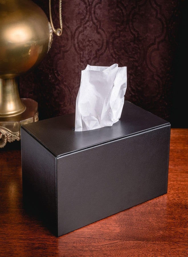 داكاسو غطاء علبة مناديل مستطيل الشكل من الجلد الصناعي الأسود من داكاسو - لحماية سطح المكتب، أو سطح الطاولة، أو المطبخ، أو المكتب، أو طاولة غرفة الاجتماعات التنفيذية - Image 2