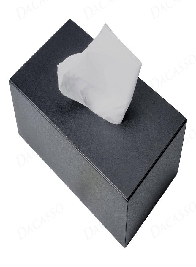 داكاسو غطاء علبة مناديل مستطيل الشكل من الجلد الصناعي الأسود من داكاسو - لحماية سطح المكتب، أو سطح الطاولة، أو المطبخ، أو المكتب، أو طاولة غرفة الاجتماعات التنفيذية - Image 1
