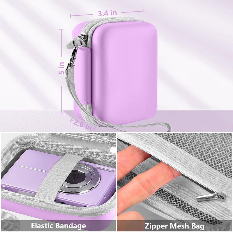 Leayjeen Digital Camera Case Compatible with CAMKORY/KODAK PIXPRO FZ45/FZ55/Canon PowerShot ELPH 180/ Sony DSCW800/ FHD 1080P 44MP Point Digital Camera,Compact Digital Camera-Purple(Case Only) - Image 4