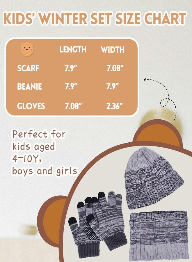 KMOLY Kids Winter Hat Gloves Scarf Set，Beanie hat Fleece Lining Touchscreen Gloves for Toddler Girls Boys (Black Mix) - Image 5