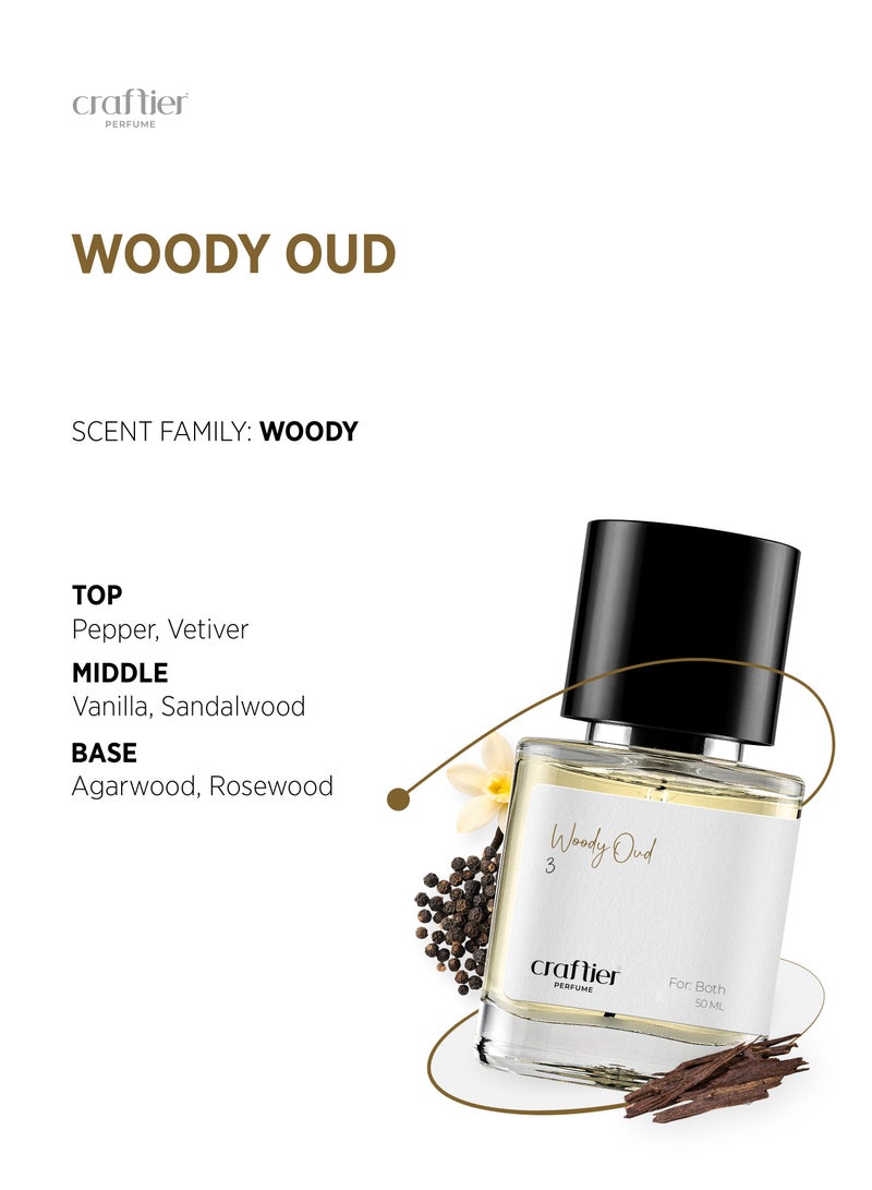 Craftier Perfume WOODY OUD - Inspired of-OUD WOOD, Eau De Parfum for Men & Women - 50ml, Long Lasting Woody Fragrance Upto 48 Hrs, Travel Size Unisex Perfume - Image 3