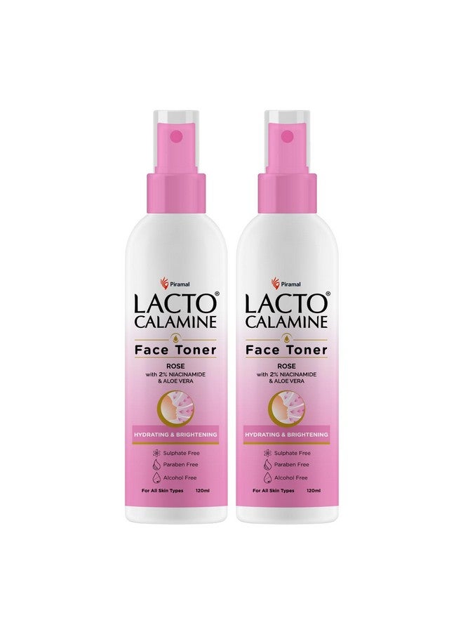 لاكتو كلامين تونر ماء الورد من لاكتو كالامين لبشرة متوهجة | 120 مل لكل عبوة - عبوتان | تونر الوجه جولاب جال | ماء الورد - الصبار و2% نياسيناميد | ينظف البشرة ويرطبها | خالٍ من الكبريتات والكحول والبارابين - Image 1