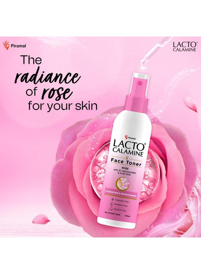 لاكتو كلامين تونر ماء الورد من لاكتو كالامين لبشرة متوهجة | 120 مل لكل عبوة - عبوتان | تونر الوجه جولاب جال | ماء الورد - الصبار و2% نياسيناميد | ينظف البشرة ويرطبها | خالٍ من الكبريتات والكحول والبارابين - Image 2