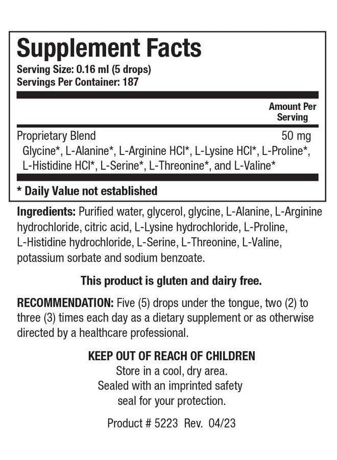 Biotics Research Biotics Research Amino Acid Quick Sorb Liquid Formula, Highly Absorbed, Glycine, L Alanine, L Arginine HCl, L Lysine HCl, L Proline, L Histidine HCl, L Serine, L Threonine, L Valine, 2 Fluid Ounces - Image 3