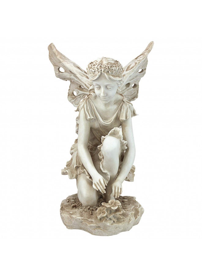 Design Toscano KY71004 Fiona The Flower Fairy Garden Statue, 17 Inch, Antique Stone - Image 2