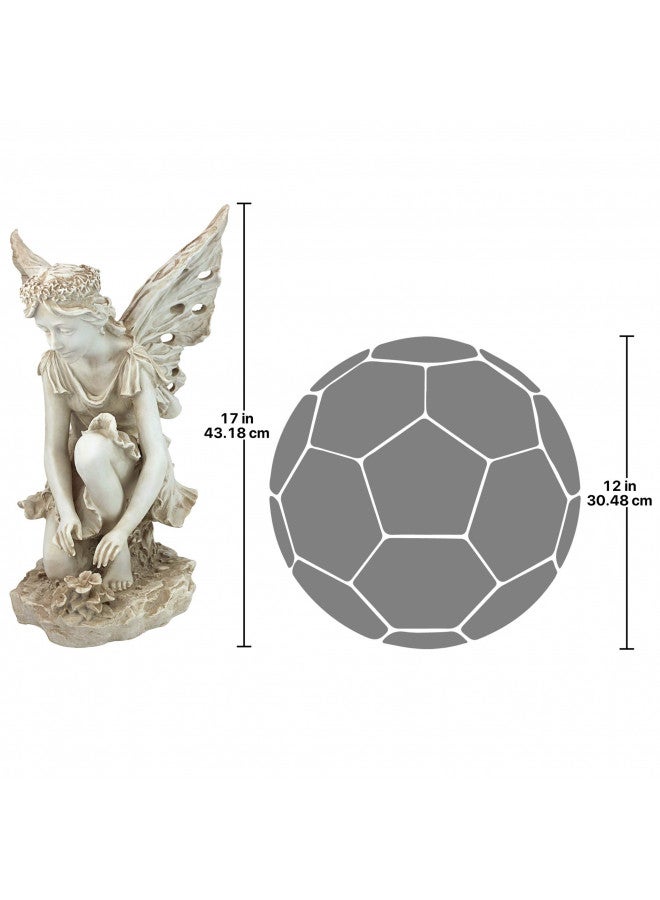 Design Toscano KY71004 Fiona The Flower Fairy Garden Statue, 17 Inch, Antique Stone - Image 5